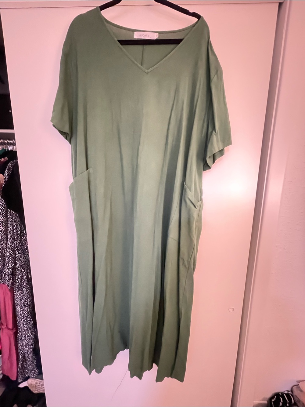 a new day Olive Green V-Neck Maxi Dress with Pockets
